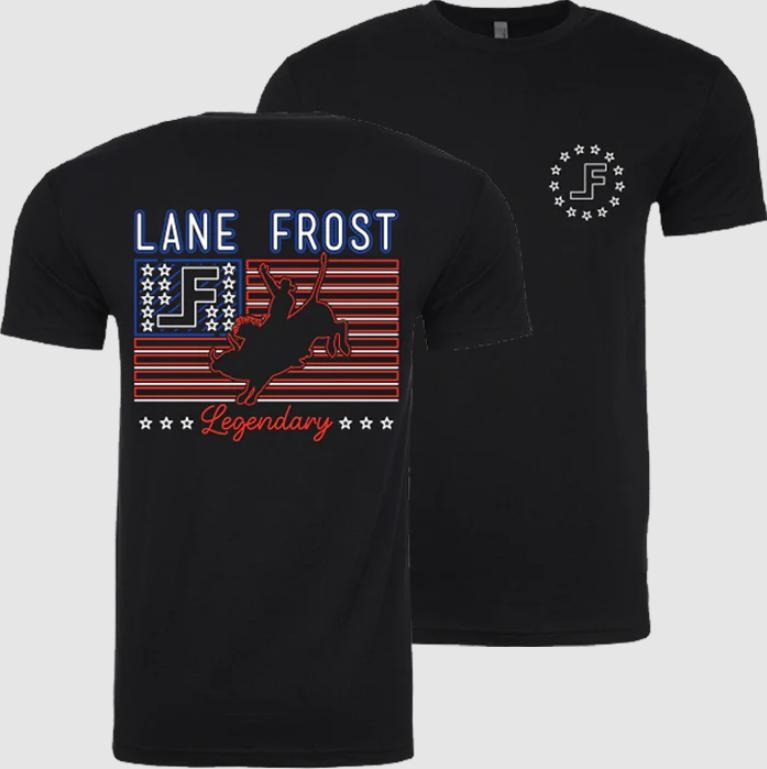 Lane Frost Neon Patriot T Shirt, Vintage Rodeo Graphic Tee, Western Cowboy American Outfit Hoodie, Sweatshirt