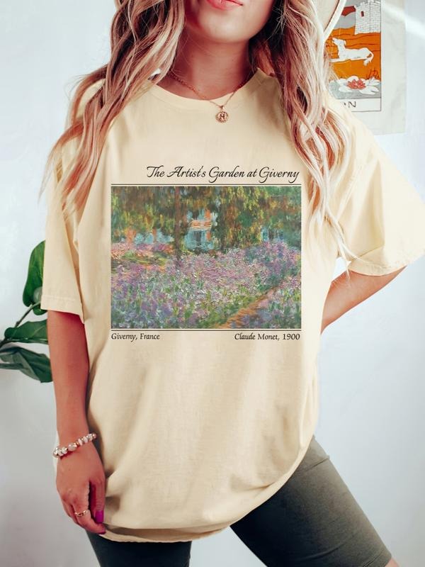 Laripap Women's Casual Vacation Graffiti Slogan Print Summer Comfortable Loose-Fitting T-Shirt Top, Pop Art Letter...