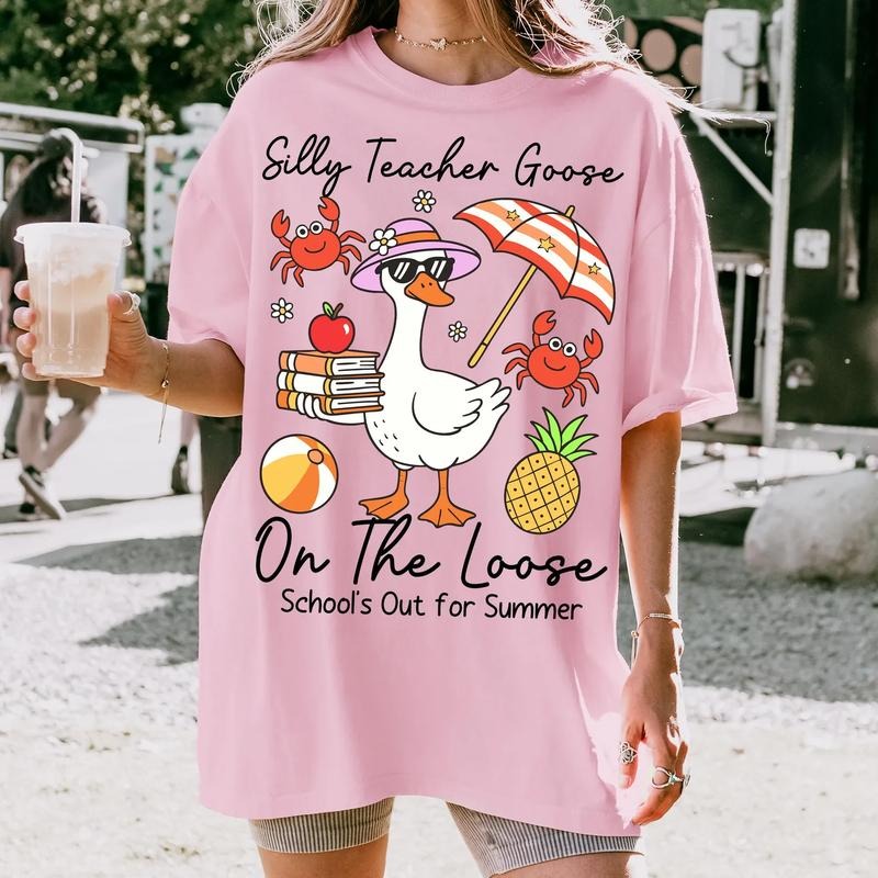 Last Day School Teacher Goose Shirt Schools Out Summer Silly Goose Teacher End Year Teacher Shirts Funny Summer Teacher Teacher Silly Goose Shirt Teacher Shirt T-Shirts, Hoodie, Sweatshirt