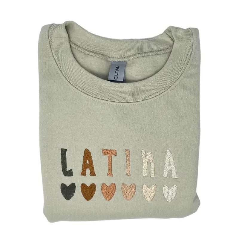 Latina Hearts Embroidered Sweatshirt T-Shirts, Hoodie | HypeCrazeTee.com