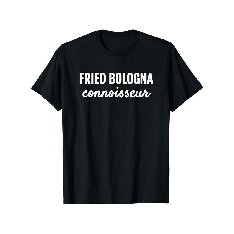 Laugh-Out-Loud, Fried Bologna Connoisseur" Humorous Foodie T-Shirt - 100% Cotton, Casual Fit, Machine Washable
