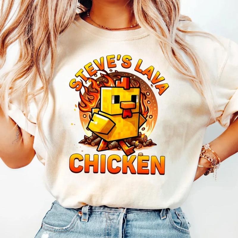 Lava Chicken Shirt, Steves Lava Chicken Restaurant Tee, Retro Gamer Shirt, Meme Viral Chicken Jockey, Unisex Short Sleeve...