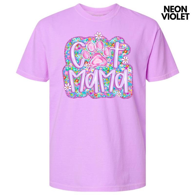 Lavender Floral Cat Mama Comfort Colors T-Shirt 'NLB' Hoodie, Sweatshirt | HypeCrazeTee.com