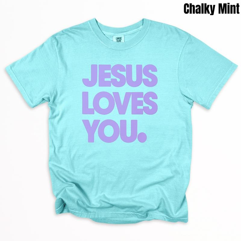 Lavender Jesus Loves You PUFF Comfort Colors T-Shirt Hoodie, Sweatshirt | HypeCrazeTee.com