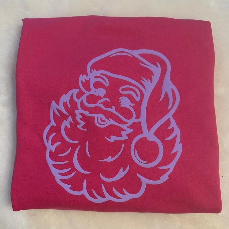 Lavender Puff Santa Claus Crewneck Sweatshirt T-Shirts, Hoodie | HypeCrazeTee.com
