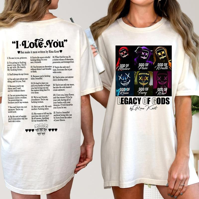 Legacy Of God's T-Shirt, I Love You Quote Sweatshirt, Dark Romance Hoodie, Booktok Merch, The Heathens Tee | HypeCrazeTee.com
