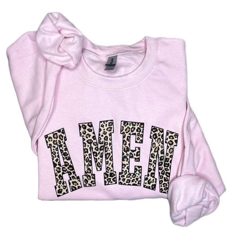 Leopard Amen Crewneck Sweatshirt - Amen Sweatshirt T-Shirts, Hoodie | HypeCrazeTee.com