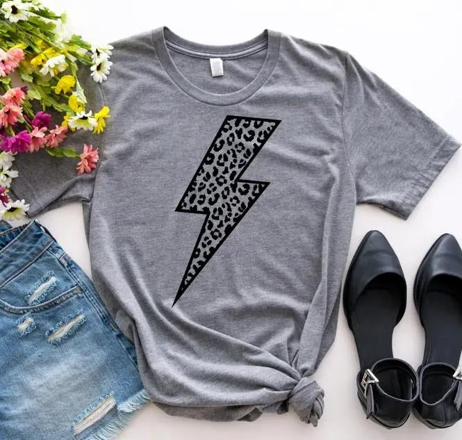 Leopard Bolt T-shirt Black Leopard Tshirt Bolt Boho Tee Black Bolt T-shirt Leopard Boho Tshirt Retro Bolt Tee Black...