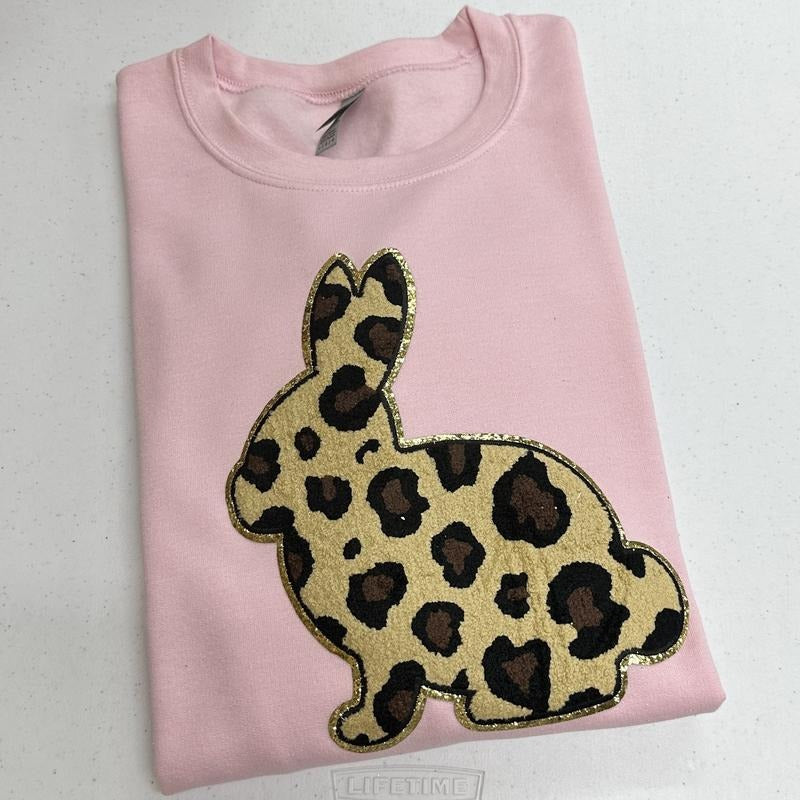 Leopard Bunny Chenille Patch Sweatshirt T-Shirts, Hoodie | HypeCrazeTee.com