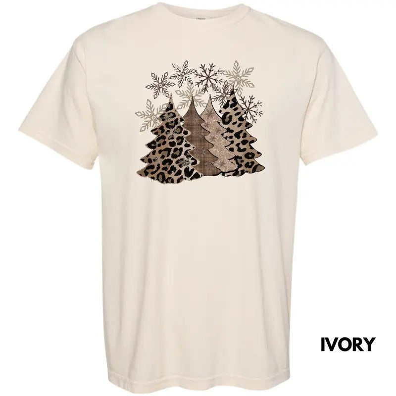 Leopard Christmas Trees Comfort Colors T-Shirt Hoodie, Sweatshirt | HypeCrazeTee.com
