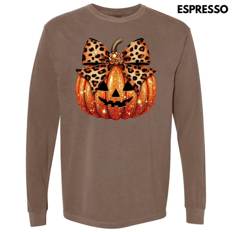 Leopard Dazzle Jack O Lantern Long Sleeve Comfort Colors T-Shirt 'NLB' Hoodie, Sweatshirt | HypeCrazeTee.com