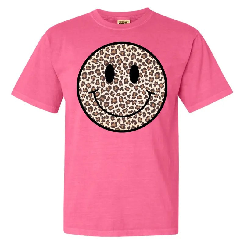 Leopard Happy Face Comfort Colors T-Shirt 'NLB' Hoodie, Sweatshirt | HypeCrazeTee.com