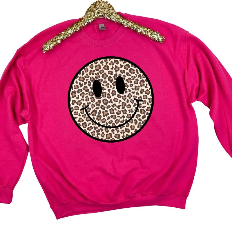 Leopard Happy Face Sweatshirt 'NLB' T-Shirts, Hoodie | HypeCrazeTee.com