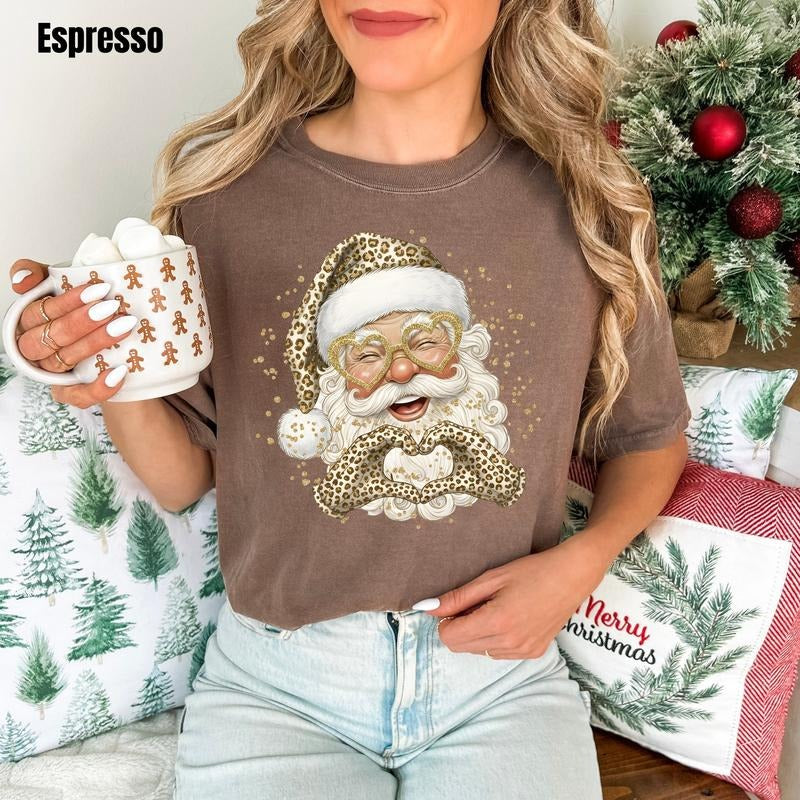 Leopard Love Santa Comfort Colors T-Shirt 'NLB' Hoodie, Sweatshirt | HypeCrazeTee.com