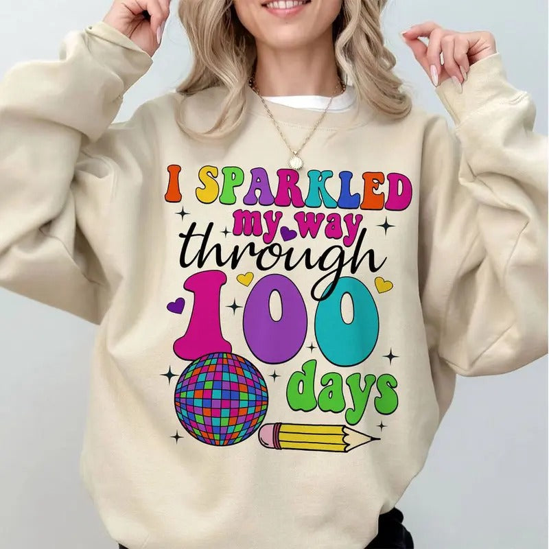 Leopard Print 100th Day of School Sweatshirt - Perfect Teacher & Student Gift Back to School Shirt Hoodie | HypeCrazeTee.com