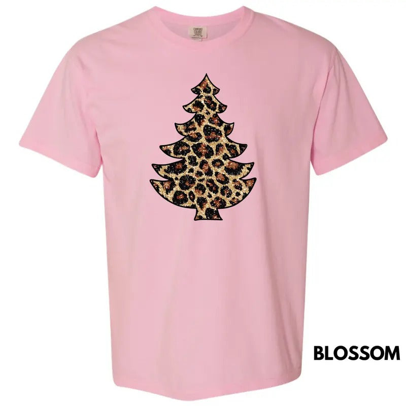 Leopard Tree FAKE Glitter Comfort Colors T-Shirt Hoodie, Sweatshirt | HypeCrazeTee.com