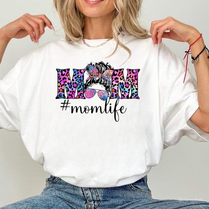 Leopard mom Life Bleached Shirt  colorful Bleached shirts  MAMA bleached shirts  Girl Mom shirts  Gifts  Mom Shirts  Mom...