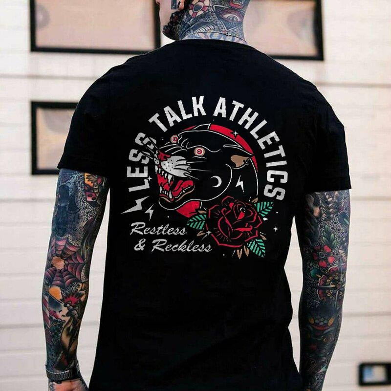 Less Talk Athletics Leopard Rose Printed Men's T-shirt Designer - Naughty Clothes Men Hoodie, Sweatshirt | HypeCrazeTee.com