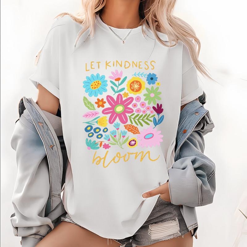 Let Kindness Bloom T-Shirt, Be Cool Be Kind Retro Flower Shirt, Be Cool Sweatshirt, Inspiration Women Sweater, Aesthetic...