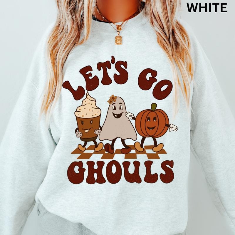 Let's Go Ghouls 2 Sweatshirt, Oversized Halloween Crewneck Sweatshirt, Halloween Crewneck, Retro Sweatshirt Graphic...