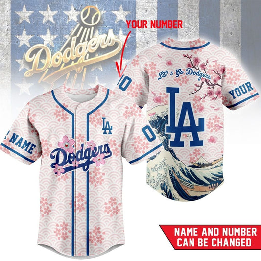 Let's Go Dodgers Cherry Blossom Baseball Jersey - Grishko.com