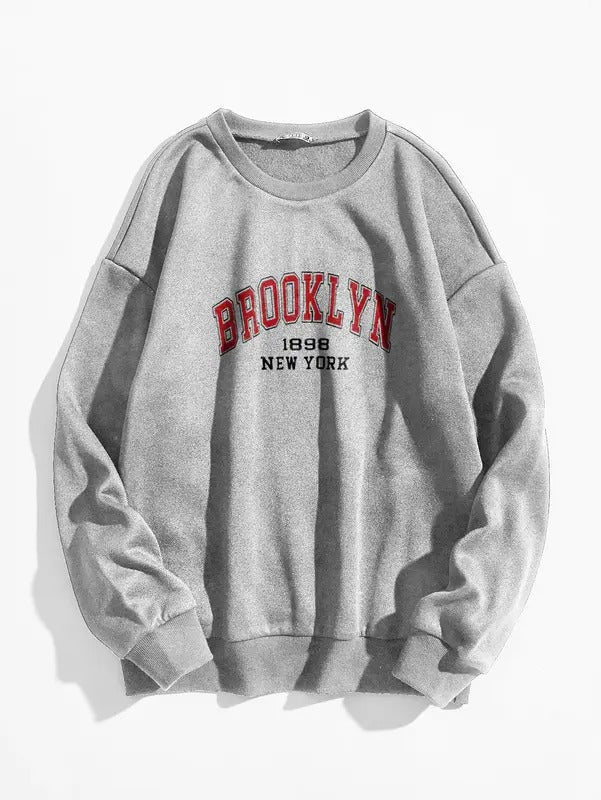 Letter Graphic Print Round Neck Long Sleeve Casual Pullover Sweatshirt Tops T-Shirts, Hoodie | HypeCrazeTee.com