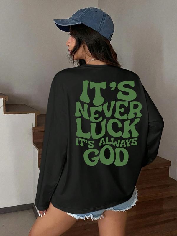 Letter Print Loose Fit T-Shirt, Street Style Y2K Minimalist Long Sleeve Tee, Casual Retro Comfortable Unique Streetwear...