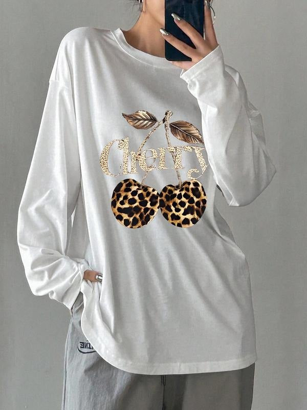 Letter Print Loose Fit T-Shirt, Street Style Y2K Minimalist Long Sleeve Tee, Casual Retro Comfortable Unique Streetwear...