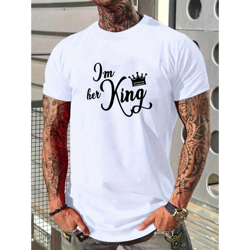 Letter printed T-shirt men's casual style summer and autumn slightly elastic round neck T-shirt Made in USA Hoodie,...