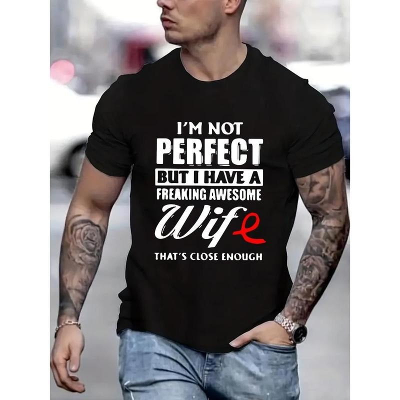 Letter printed T-shirt men's casual style summer and autumn slightly elastic round neck T-shirt Made in USAstyle{n002}2...