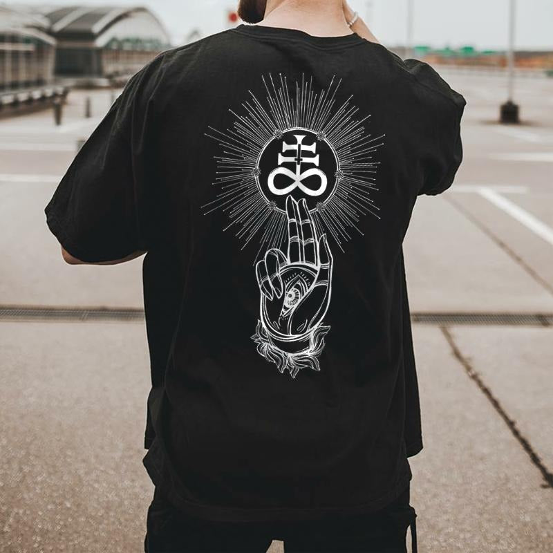 Leviathan cross print casual loose t-shirt - Naughty Clothes Men Hoodie, Sweatshirt | HypeCrazeTee.com