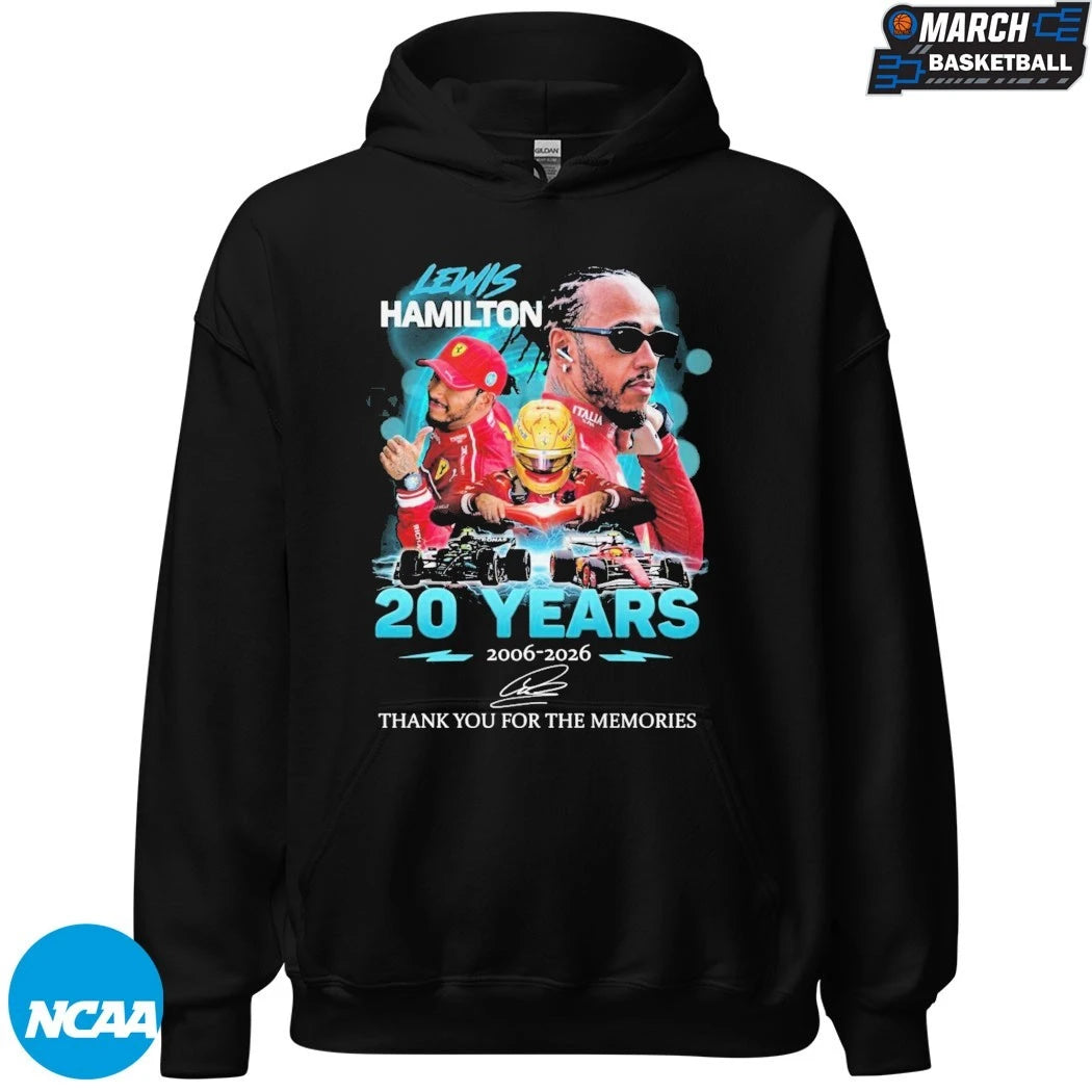 Lewis Hamilton 20 Years 2006 2026 Thank You For The Memories Signature T-shirts