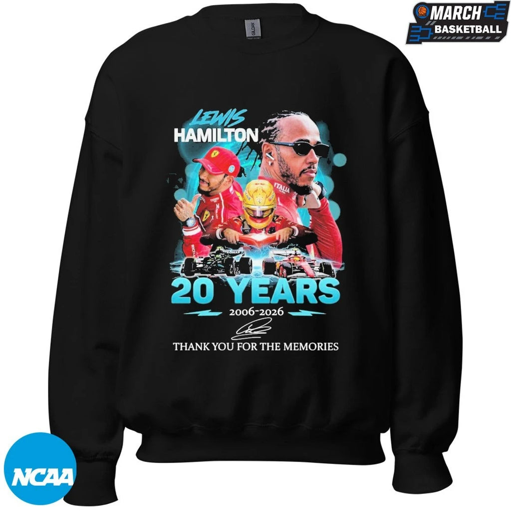 Lewis Hamilton 20 Years 2006 2026 Thank You For The Memories Signature T-shirts
