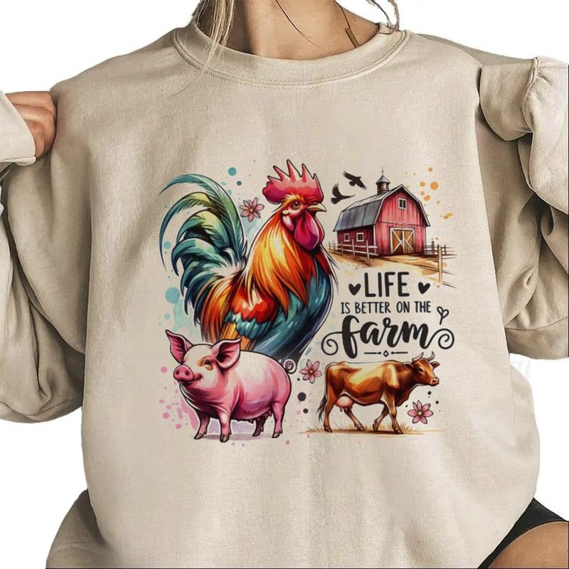 Life Is Better On The Farm Sweatshirt Hoodie Unisex Farm Animal Red Barn T-Shirt Hunting Season 2025 tee | HypeCrazeTee.com
