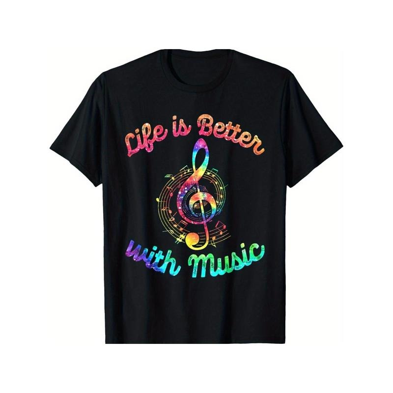Life Is Better With Music Notes Symbol Tie Dye Musician T-Shirt for Men Women, Christmas Halloween Thanksgiving day New...