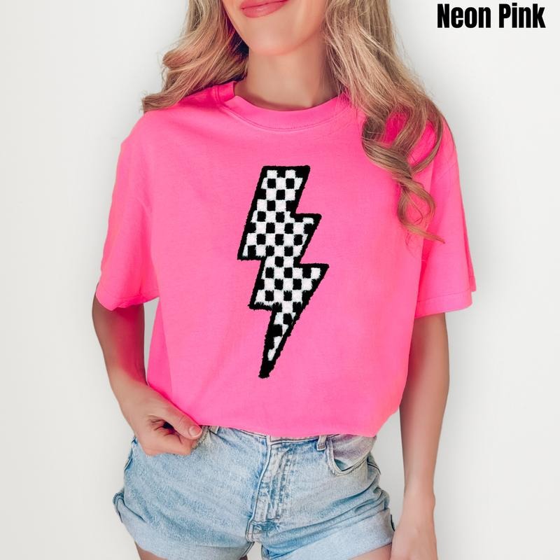 Lightning Bolt Fluffy Patch Comfort Colors T-Shirt Hoodie, Sweatshirt | HypeCrazeTee.com