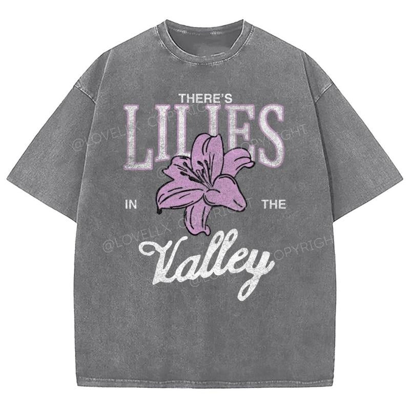 Lilies In The Valley Washed T-Shirt, Christian t shirts, Vintage 90s Graphic Tee Gift Cotton Top Womenswear, Mineral...