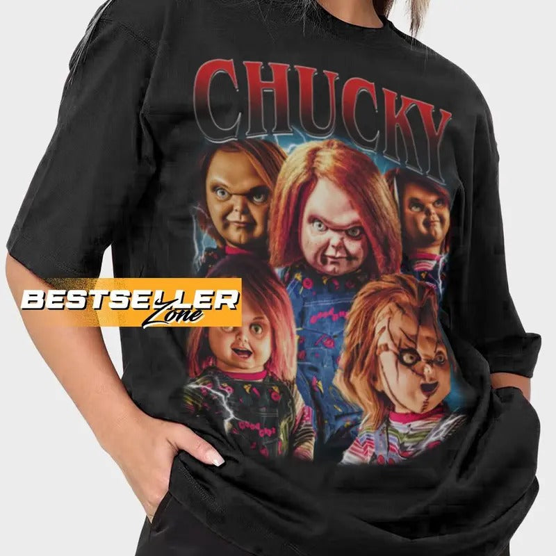 Limited Chuckyy Shirt Character Movie Horror Tshirt Bootleg Vintage Retro 90s Sweatshirt Unisex Graphic Tee Halloween...