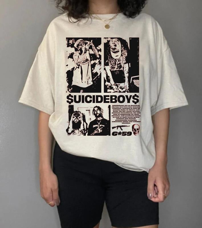 Limited Sui.cide_boys Vintage Grey Day 2023 Tour Uicideboy Skeleton White T-Shirt Hoodie, Sweatshirt | HypeCrazeTee.com
