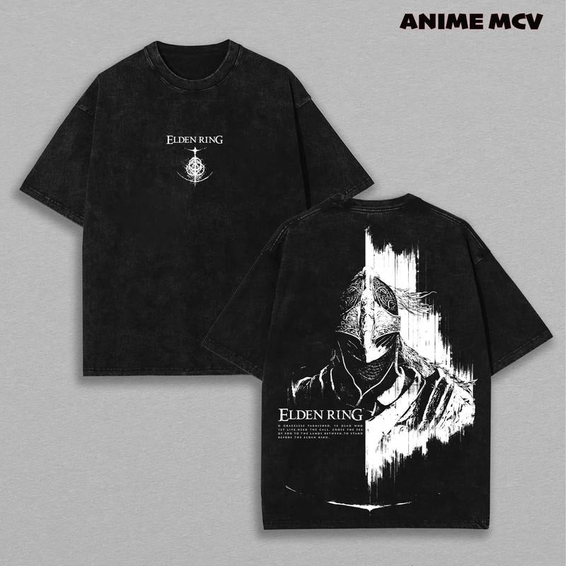 Limited Vintage Elden Ring Collection - Elden Ring Anime - Tarnished Shirt Double Printed  Washed Tee Unisex Oversize...