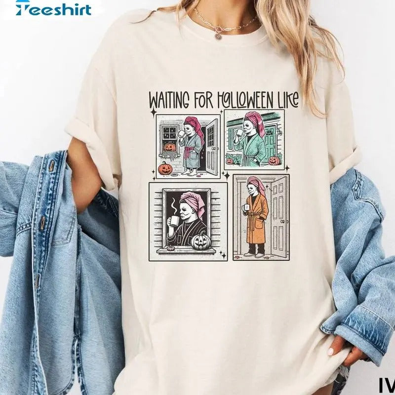 Limited Waiting For Halloween Like Shirt, Horror Sweatshirt T-shirt Hoodie | HypeCrazeTee.com