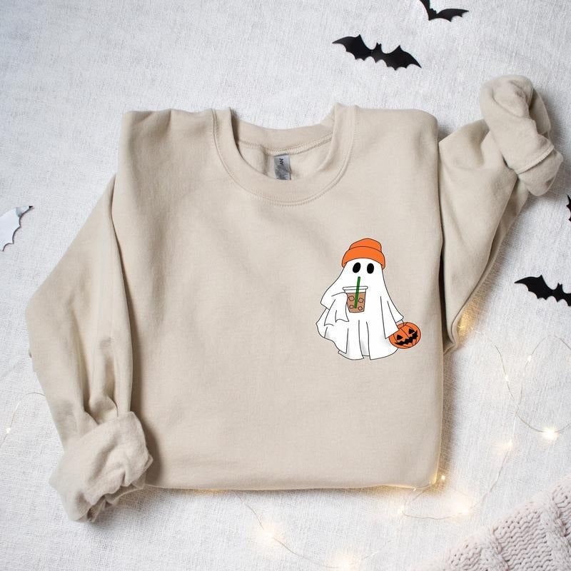 Little Ghost Ice Coffee Shirt, Ghost Sweatshirt, Halloween Tee, Cute Ghost Shirt, Little Ghost Ice Coffee...