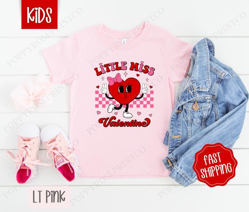 Little Miss Valentine Kids Shirt - Valentine's Day Children's Tshirt - Youth Tee Gildan Hoodie, Sweatshirt | HypeCrazeTee.com