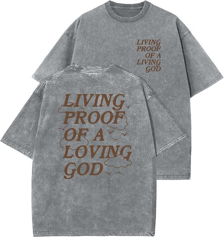 Living Proof Of A Loving God Unisex Washed T-Shirt, Christian t shirts, Vintage 90s Graphic Tee, Gift Top Womenswear...