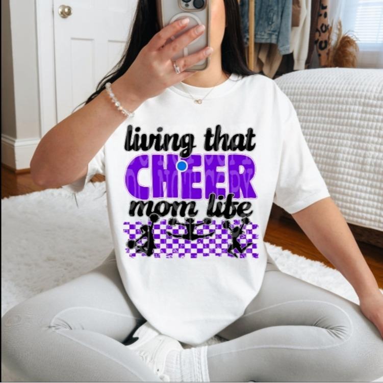 Living that Cheer Mom Life DTF Transfers - THIS IS NOT A SHIRT Hoodie, Sweatshirt | HypeCrazeTee.com