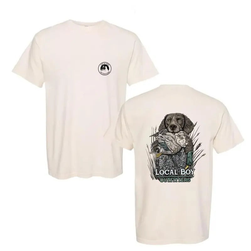 Local Boy Outfitters T-shirt Stylish Hunting Dog Graphic for Outdoor Enthusiasts, Ideal for Hunting Trips and Outdoor...