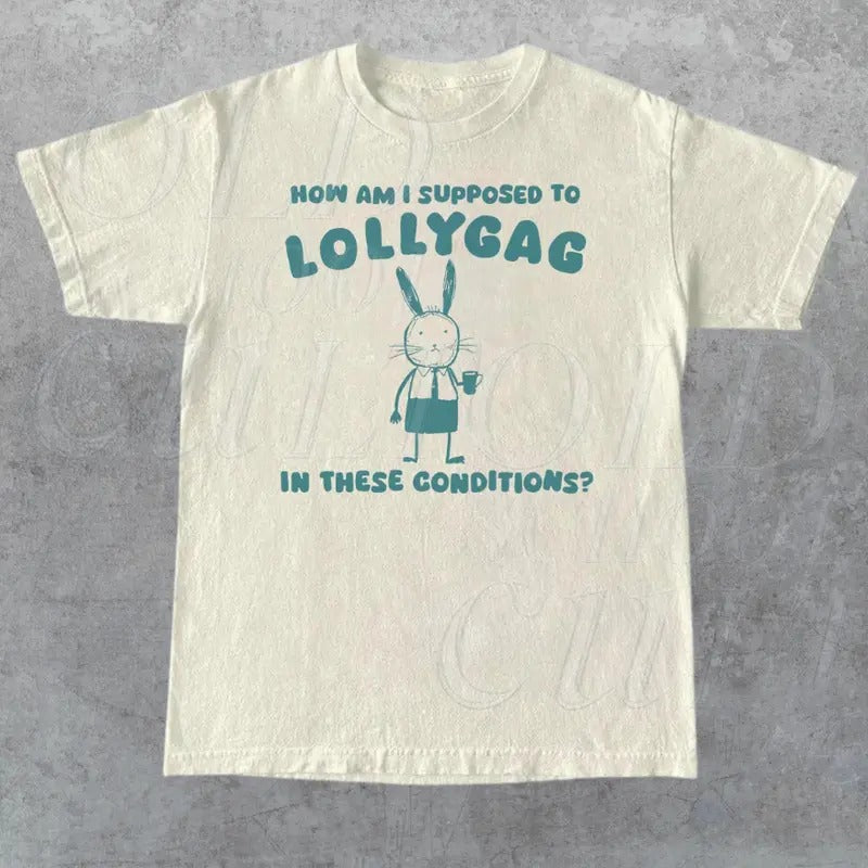 Lollygag Funny Graphic T-Shirt, Retro Unisex Adult T Shirt, Vintage Rabbit T Shirt, Nostalgia T Shirt, Relaxed Cotton...