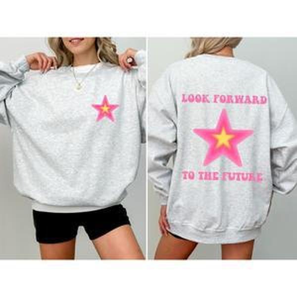 Look Forward To The Future, Retro, Aesthetic, Y2K Sweatshirt, Women's Crew Neck, Crewneck T-Shirts, Hoodie | HypeCrazeTee.com