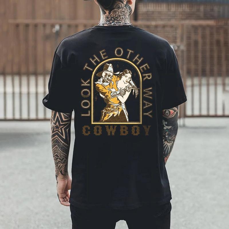 Look The Other Way Cowboy Printed Men's T-shirt - Naughty Clothes Men Hoodie, Sweatshirt | HypeCrazeTee.com