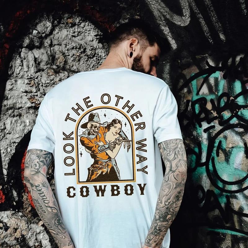 Look The Other Way Cowboy Printed Men's T-shirt - Naughty Clothes Menstyle{n002}2 Hoodie, Sweatshirt | HypeCrazeTee.com